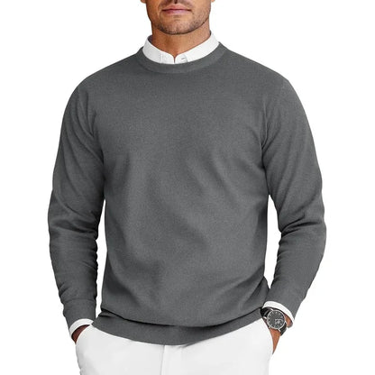 Men's fine-knit crew-neck sweater long-sleeve