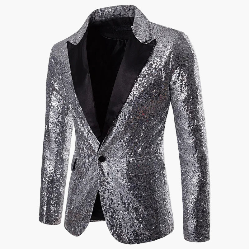 Men's Glitter Party Blazer – Eye-catching Sequin Blazer for Festive Occasions, Stage & Events