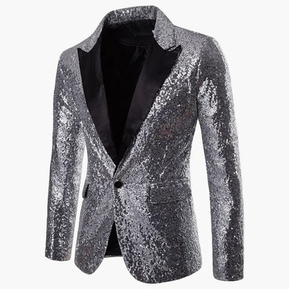 Men's Glitter Party Blazer – Eye-catching Sequin Blazer for Festive Occasions, Stage & Events