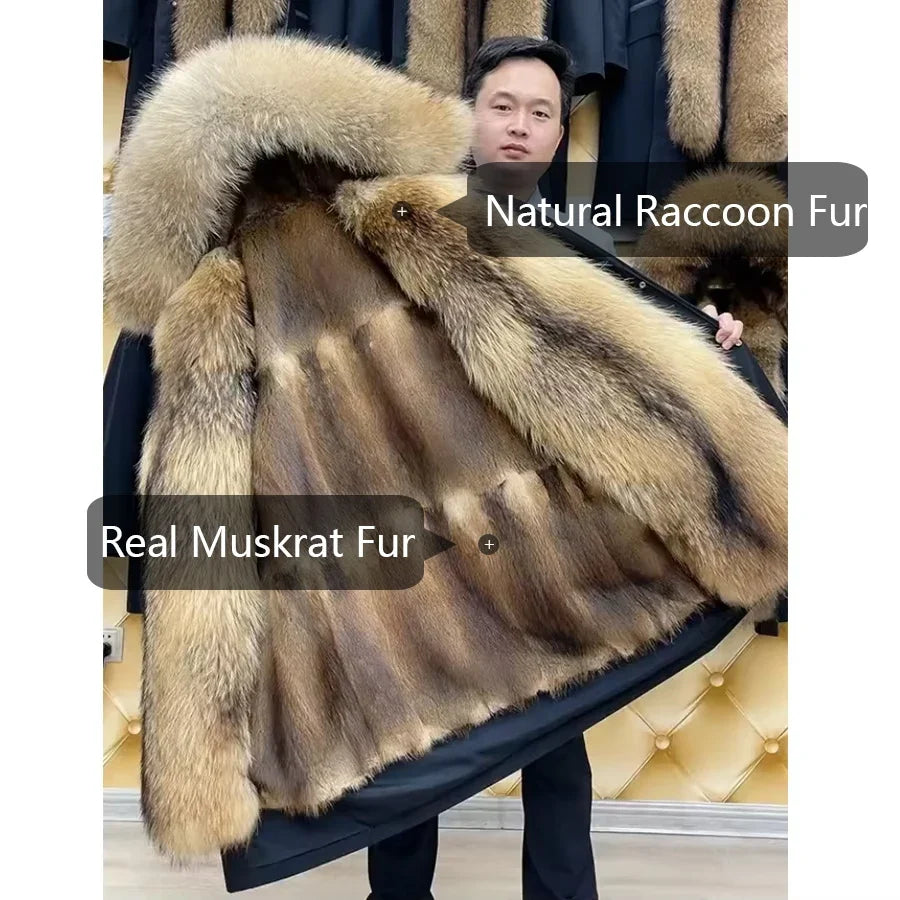 Men's winter parka with fur trim and fur lining