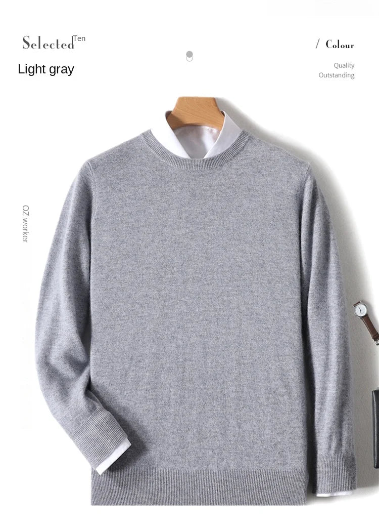 Men's Crew-Neck Sweater, Long-Sleeve, Made of Soft Material