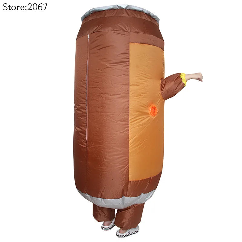 Aufblasbares Kostüm Bierdose Orange Braun Faschingskostüm Party Verkleidung