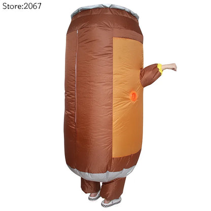 Aufblasbares Kostüm Bierdose Orange Braun Faschingskostüm Party Verkleidung