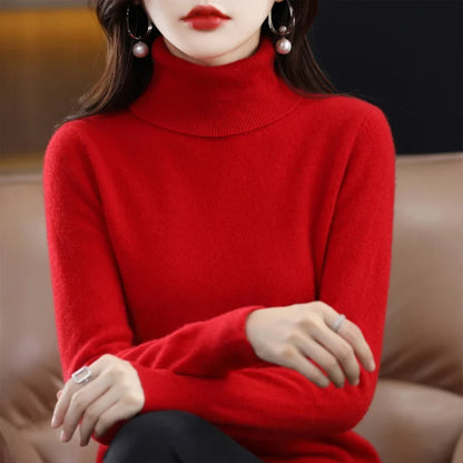 Women's turtleneck sweater made of soft material long sleeves in various colors