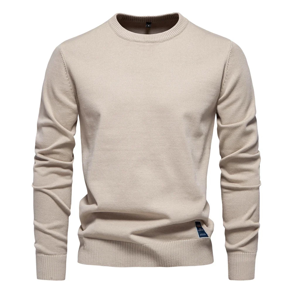 Herren Rundhals Pullover Langarm Basic Strickpullover