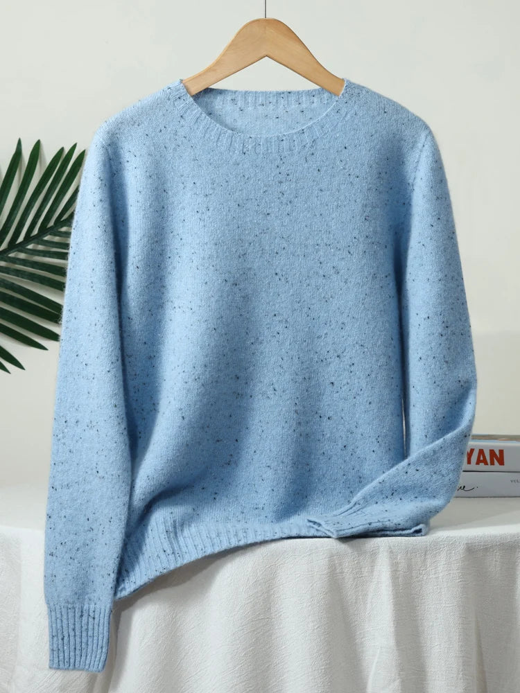 Unisex Langarm Pullover mit Rundhals und Sprenkelmuster