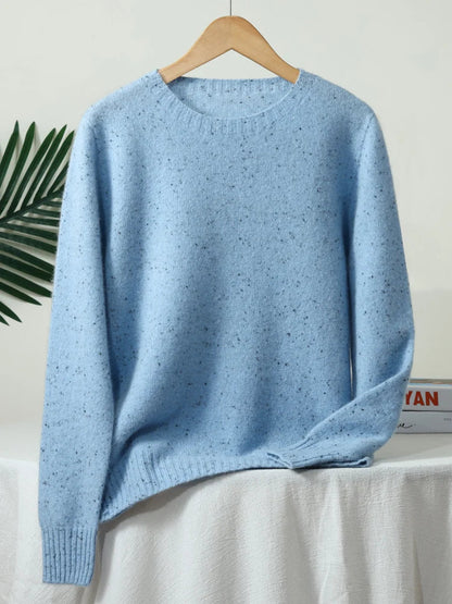 Unisex Langarm Pullover mit Rundhals und Sprenkelmuster