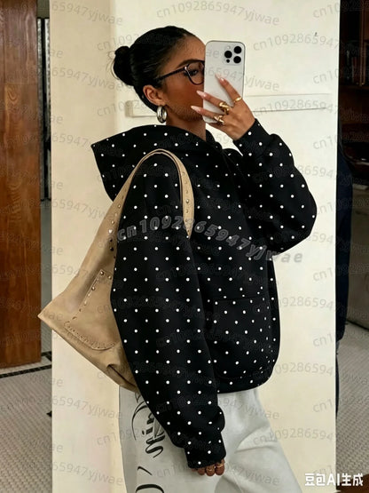 Women's camouflage hoodie, oversized fit, kangaroo pocket