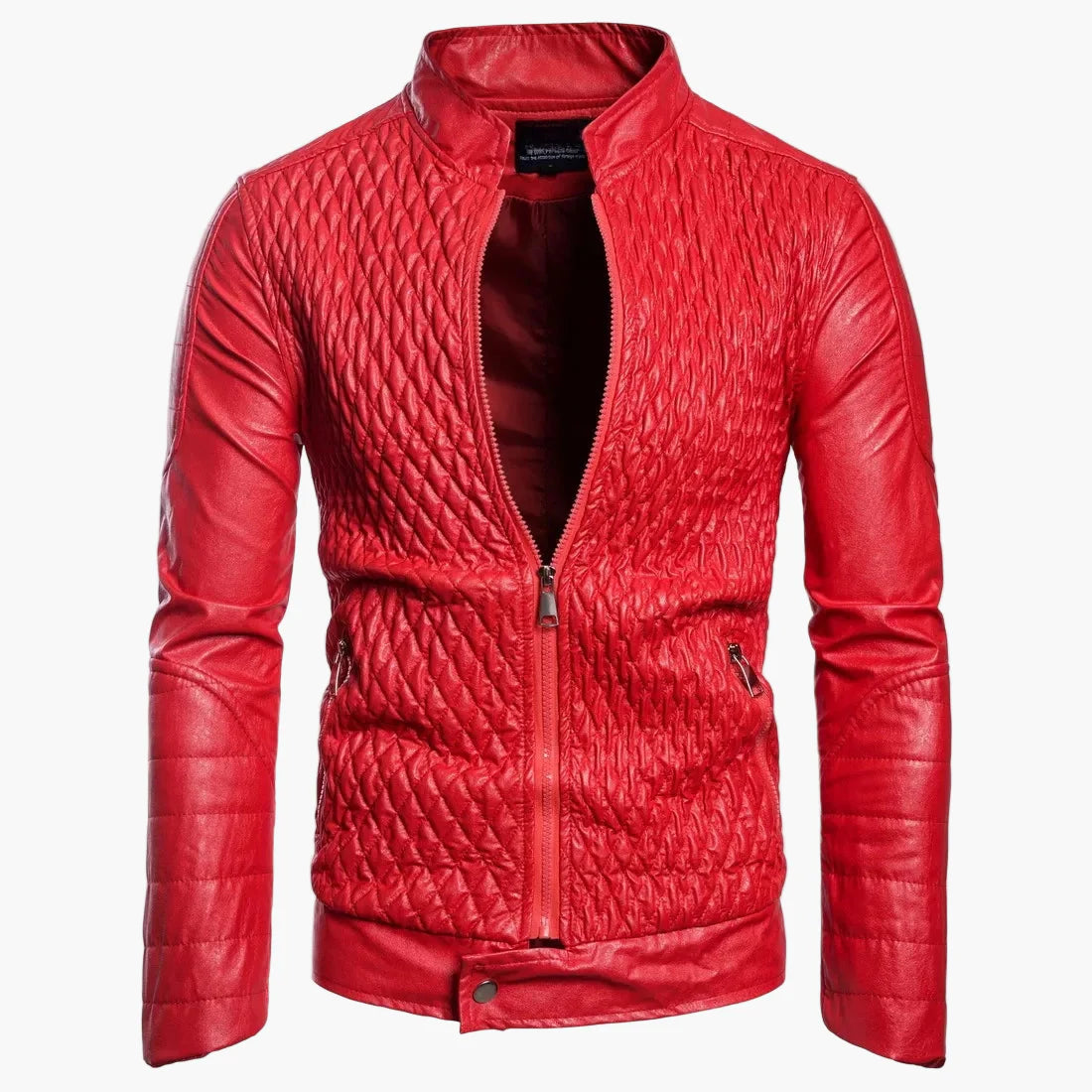Men's quilted jacket in skirt style – modern casual jacket with rhombus pattern and stand-up collar