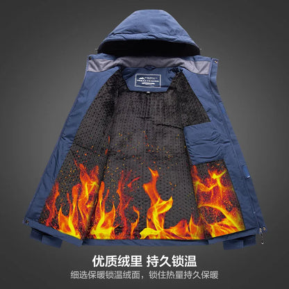 Herren Winter Outdoor Jacke mit Kapuze und Fleece Futter