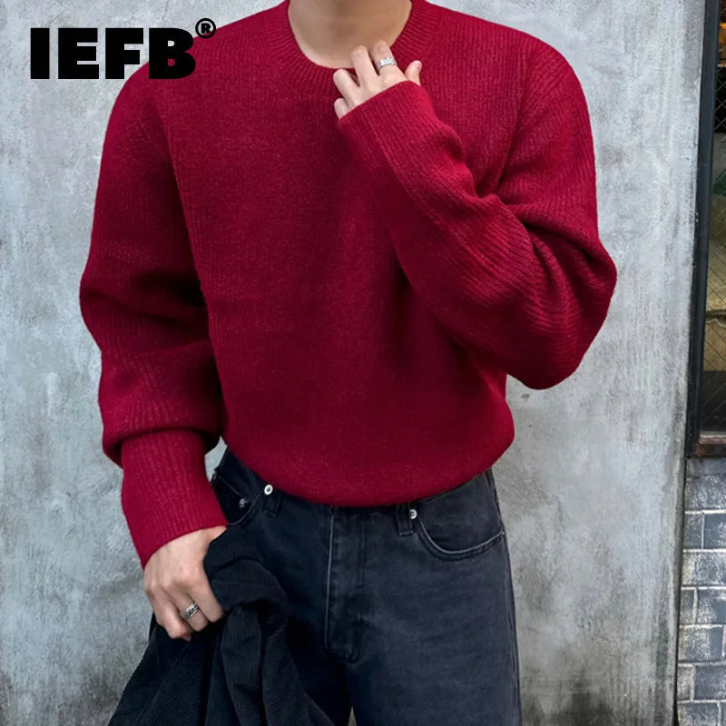 Herren Strickpullover Rundhals Langarm Grobstrick