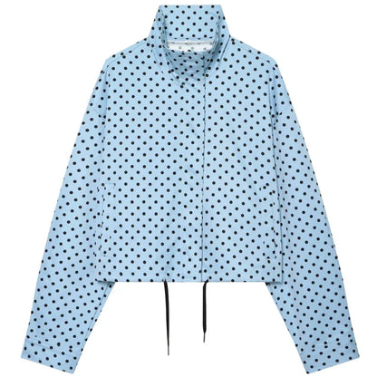 Kurze Damen Tupfen Jacke mit Stehkragen