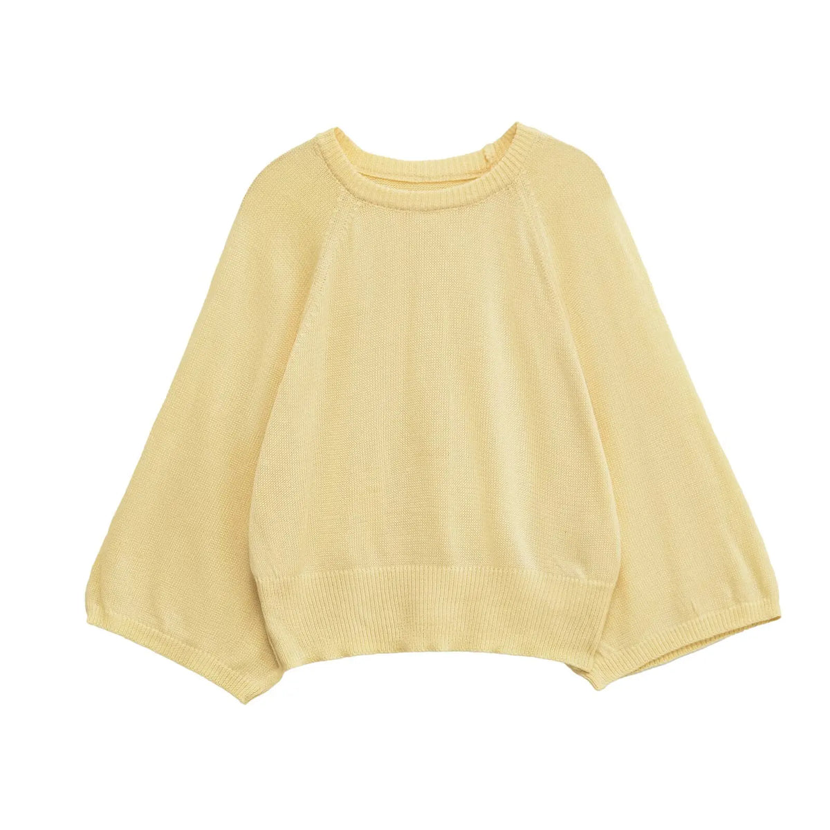 Women's Oversized Batwing-Sleeve Crew Neck Knit Sweater Cream