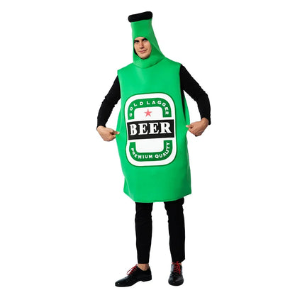 Bierflaschen-Kostüm Erwachsenen-Größe Grün & Gelb