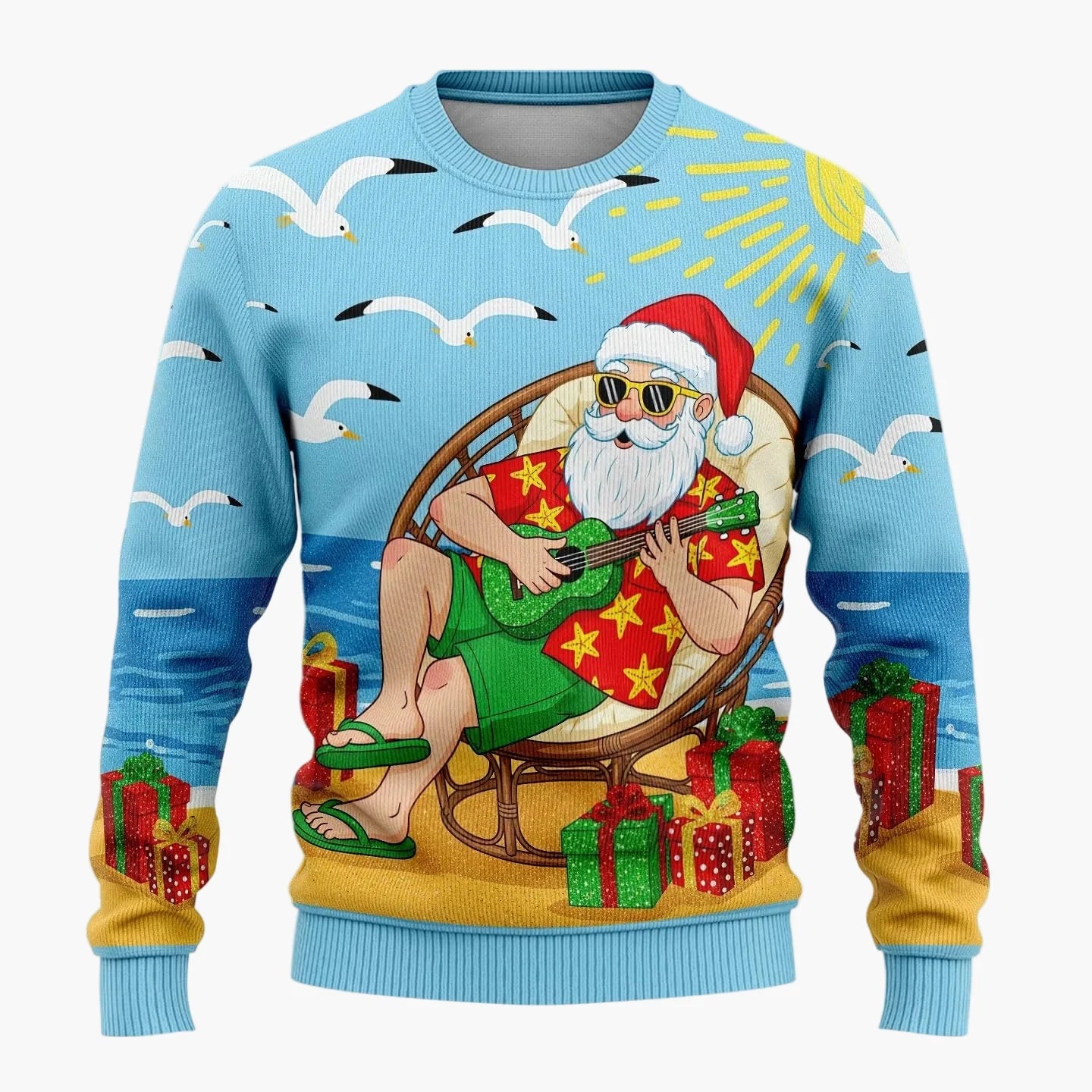 Herren Lustiger Ugly Christmas Sweater – Santa Claus Ho Ho Ho Weihnachtspullover mit frechem Motiv