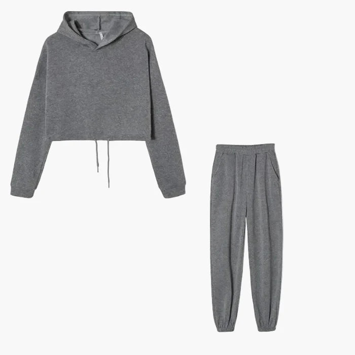 Women's Two-Piece Lounge Set – Fashionable Hoodie & Jogging Pants for Leisure and Everyday Use