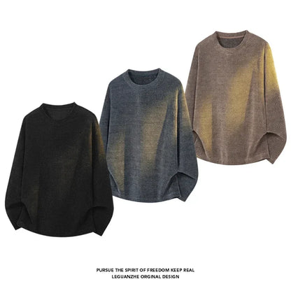 Unisex Langarm Pullover Oversized Rundhals Strukturmuster