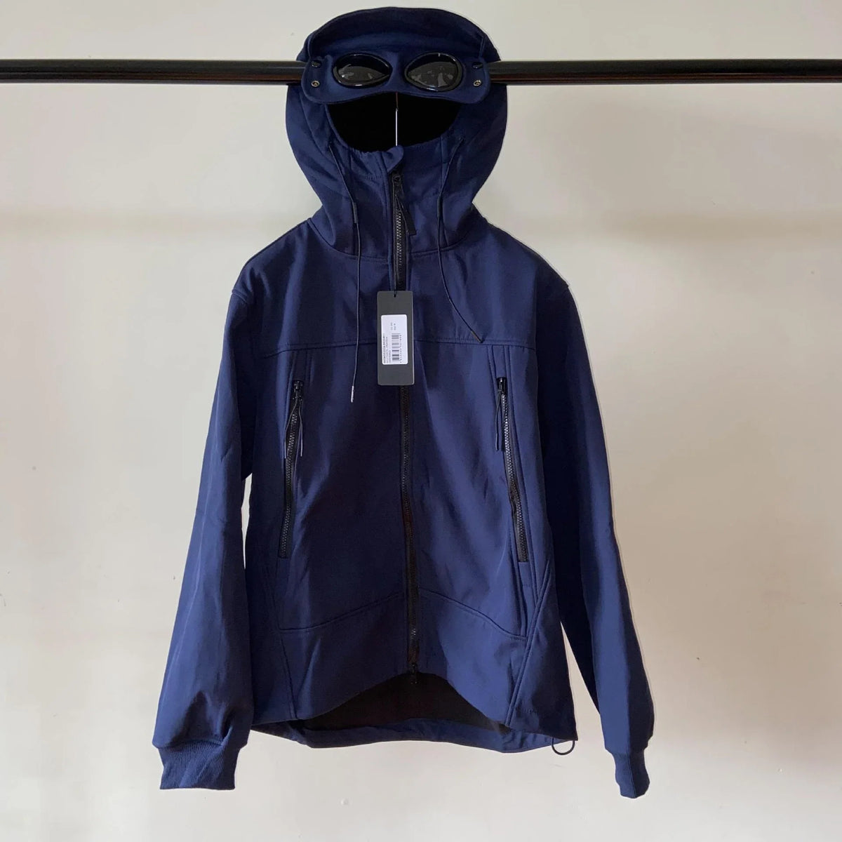 Kapuzenjacke mit Reißverschluss und integrierter Brille - Schwarz