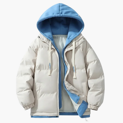 Unisex winter quilted jacket with hood – fashionable casual coat for women and men