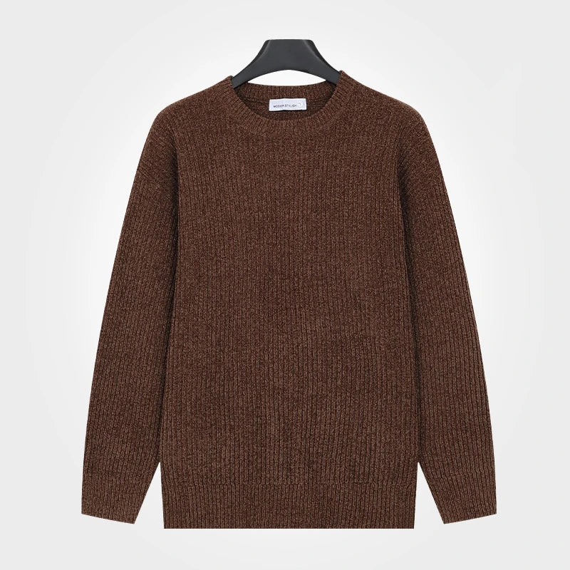Men's ribbed-knit crew-neck long-sleeve sweater