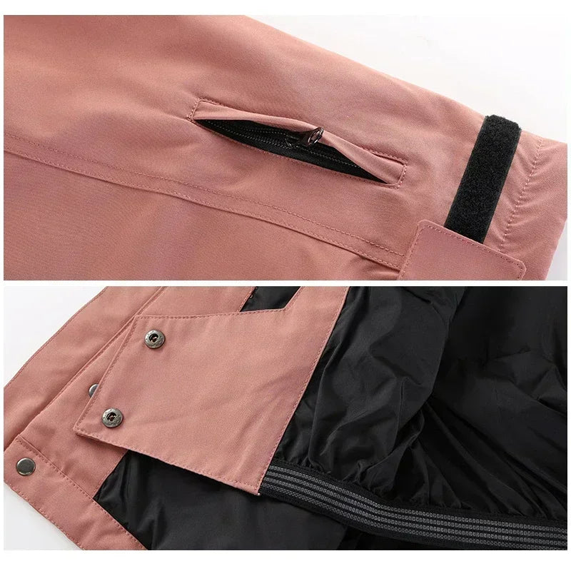 Unisex winter jacket with hood for snow & sports - multicolored