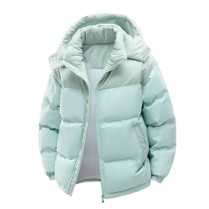Men's & Women's Winter Quilted Jacket with Hood, Windproof, Loose Fit, Ideal for Leisure