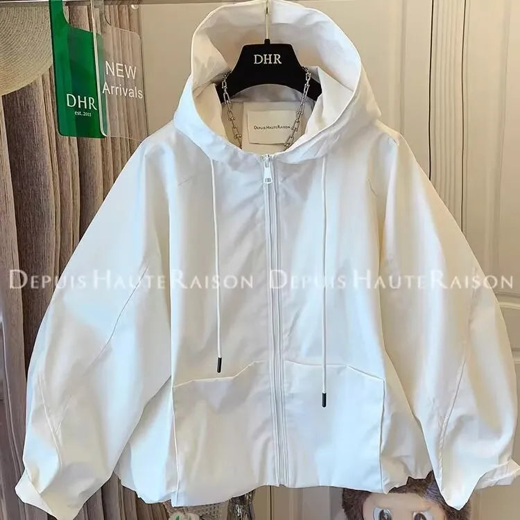 Damen Übergangsjacke mit Kapuze und Reißverschluss
