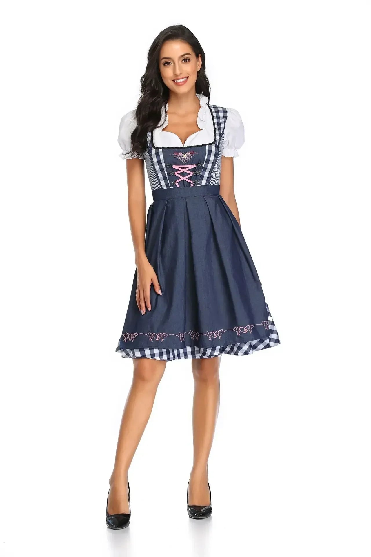 Traditional Women’s Checked Dirndl Dress