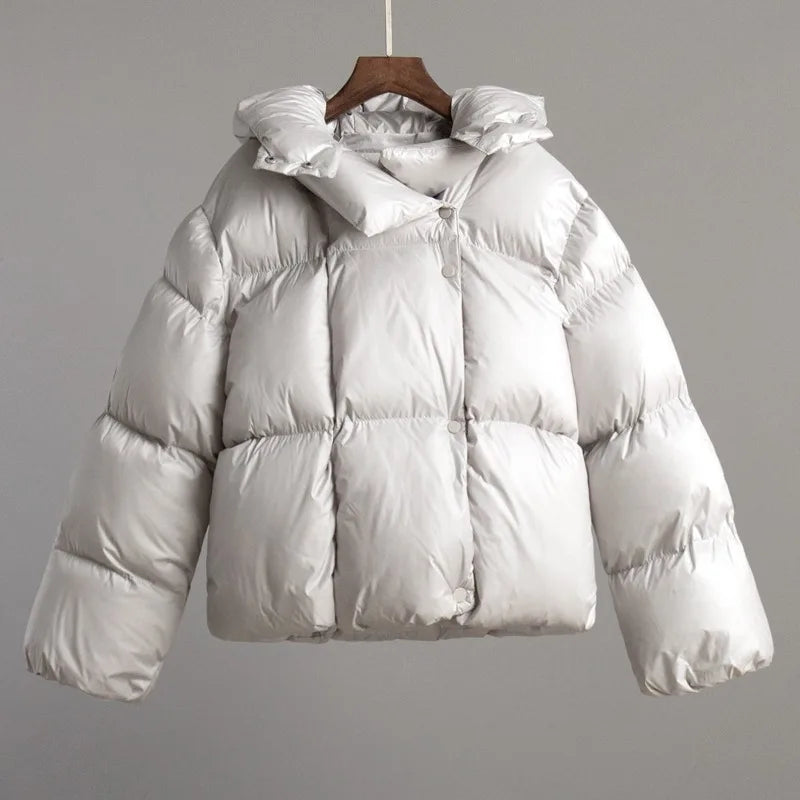 Women's quilted jacket with hood - short puffer jacket in various colors