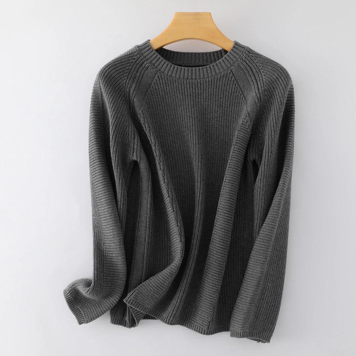 Unisex Long-Sleeve Ribbed-Knit Crew-Neck Casual Top