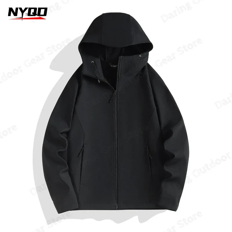 Unisex hooded jacket with zipper and side pockets