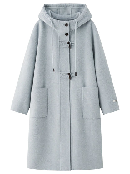 Women's duffle coat with hood and toggle buttons