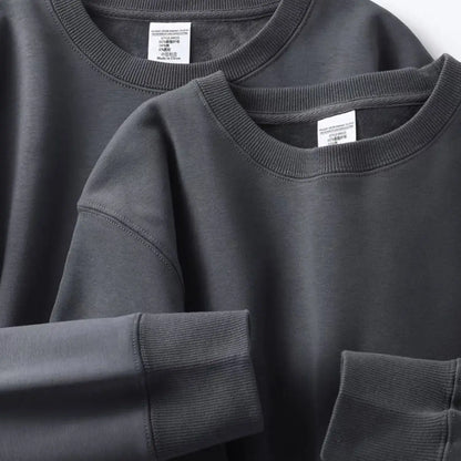 Unisex Langarm Sweatshirt gefüttert Rundhals einfarbig