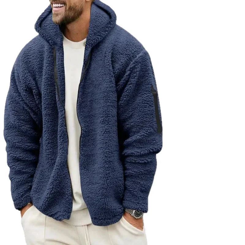 Men's Teddy Fleece Hoodie – Sporty Casual Look, Ideal for Autumn and Winter