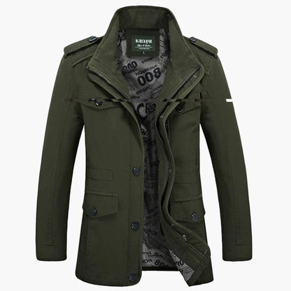 Men's Military Style Casual Jacket – Outdoor Transitional Jacket with Many Pockets
