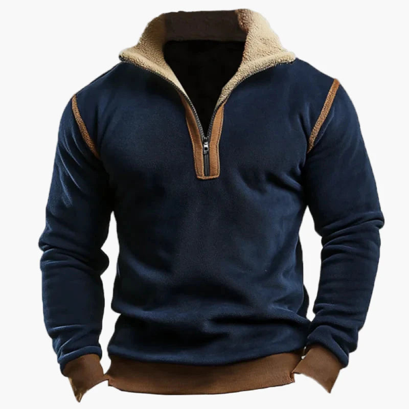 Men's Vintage Patchwork Fleece Pullover – Retro Style for Autumn and Winter, Leisure & Everyday Use
