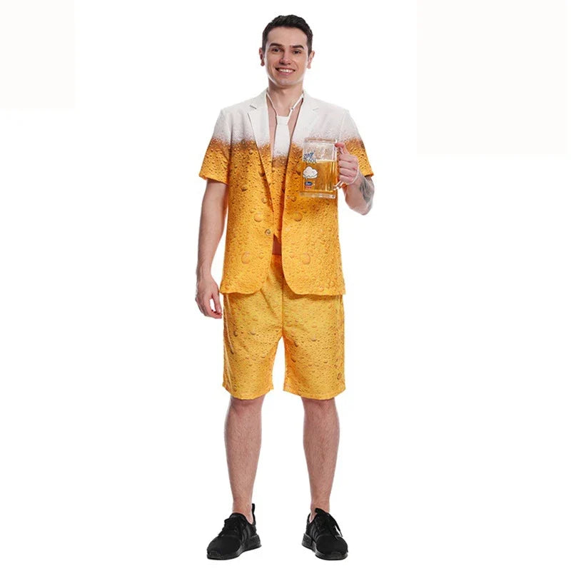 Beer costume suit with foam pattern, men’s carnival party outfit