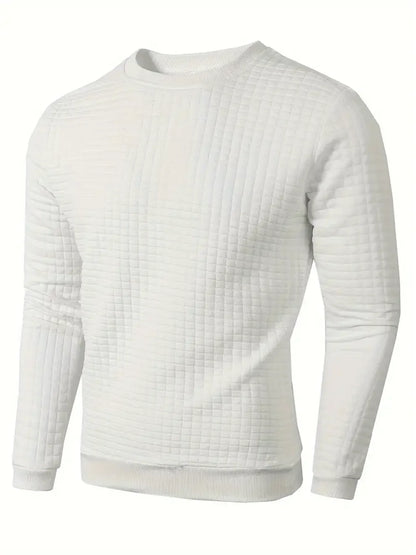 Herren Sweatshirt mit Rautenmuster Langarm Rundhals