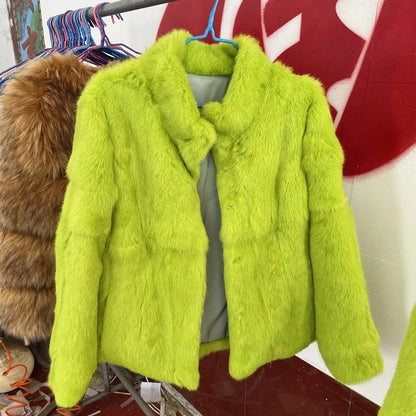 Women's short jacket with stand collar and long sleeves