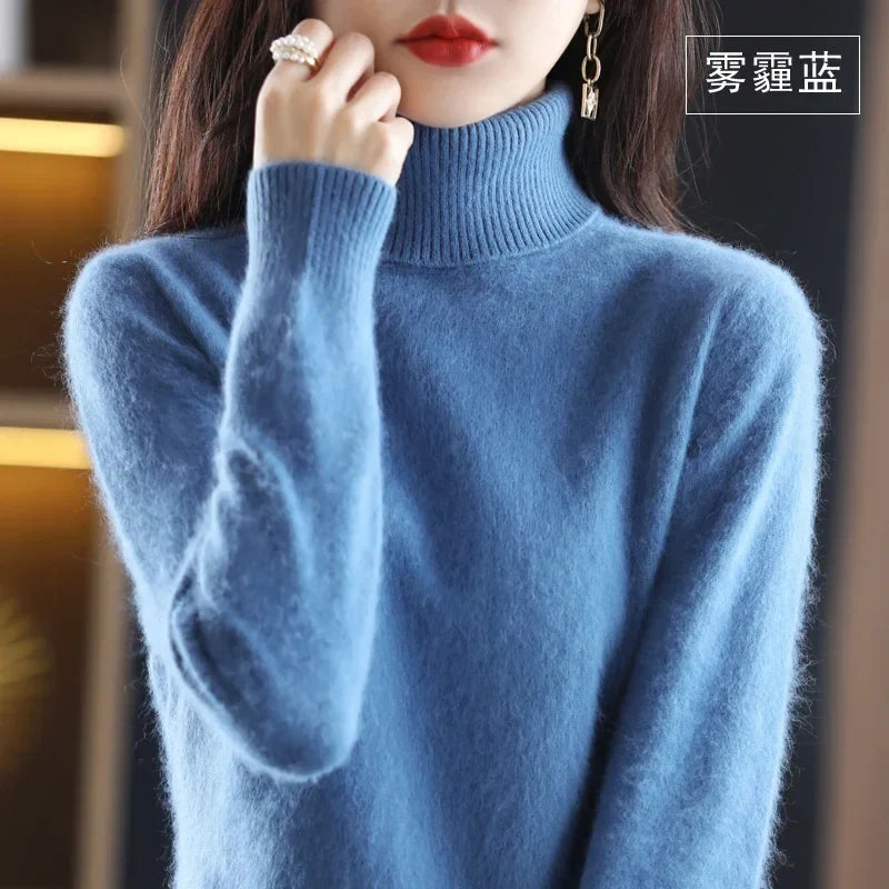 Women's turtleneck sweater long sleeves fine-knit sweater soft material