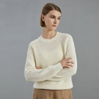 Women's crew-neck long-sleeve chunky knit sweater