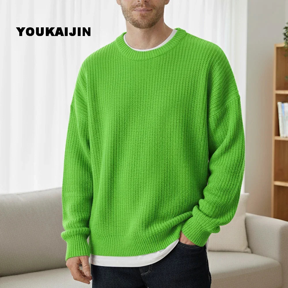 Men's chunky-knit sweater, crew neck, relaxed fit