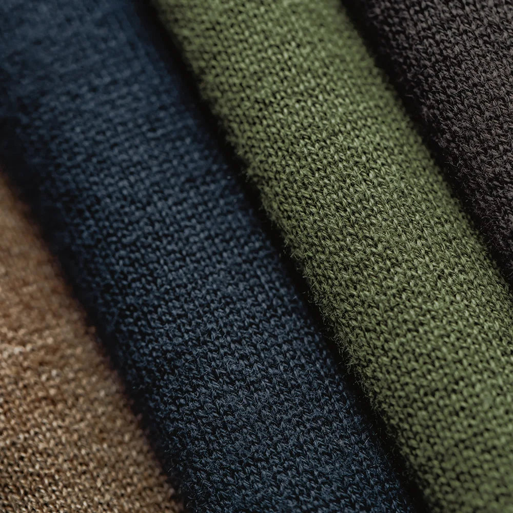 Men's mock-neck fine-knit sweater long-sleeve solid color