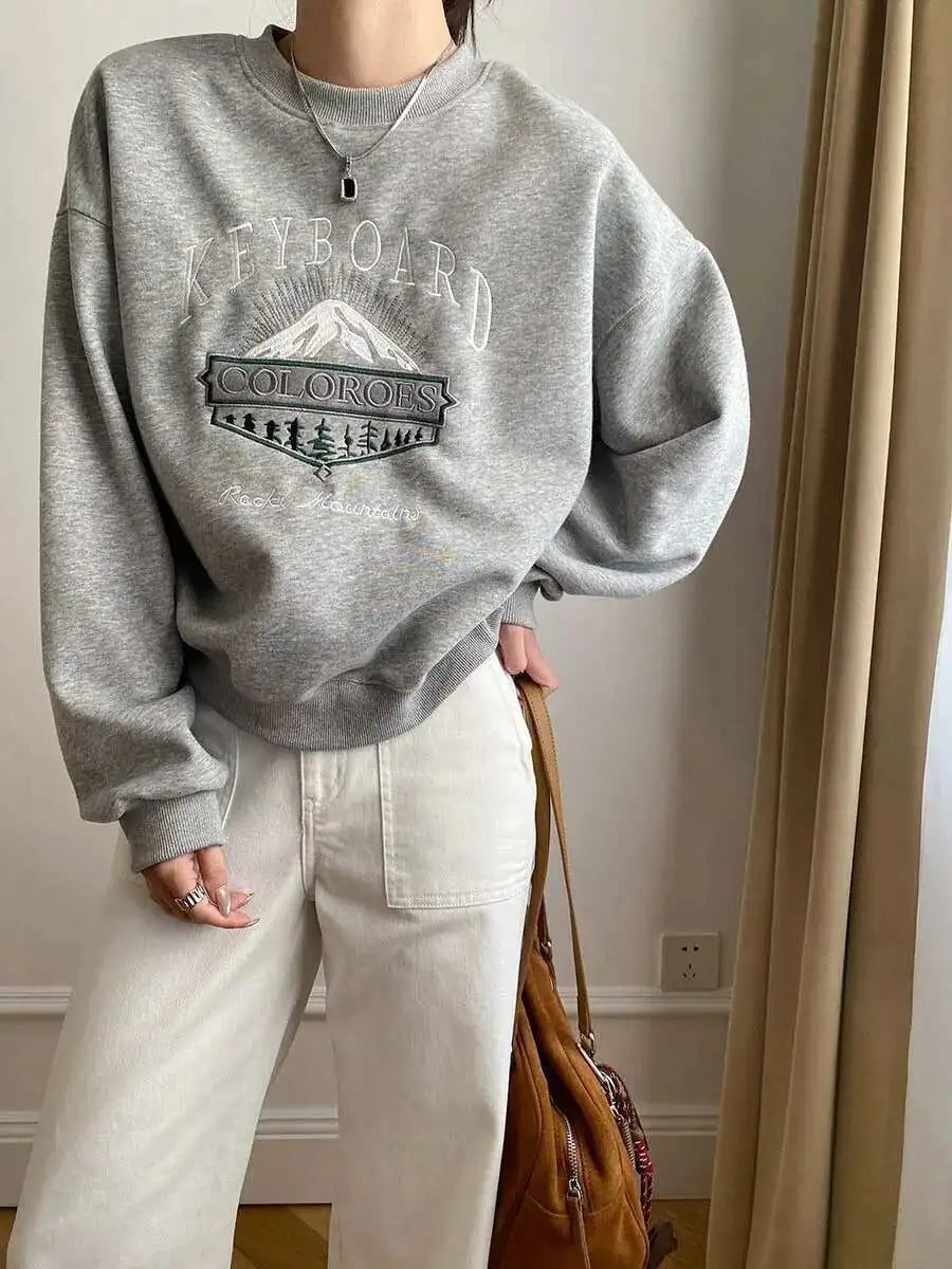 Unisex Sweatshirt Rundhalsausschnitt Print Rocky Mountains