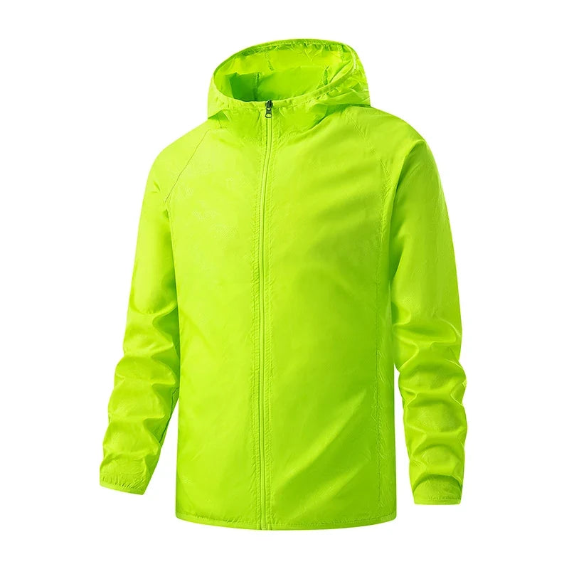 Lightweight hooded windbreaker jacket with zipper