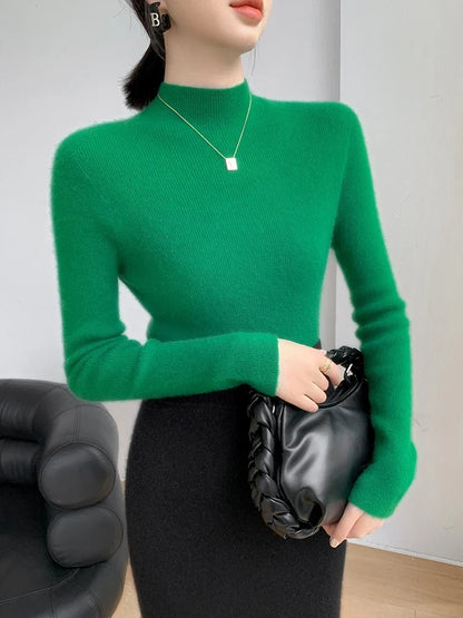 Women's Slim-Fit Ribbed-Knit Long-Sleeve Turtleneck Sweater