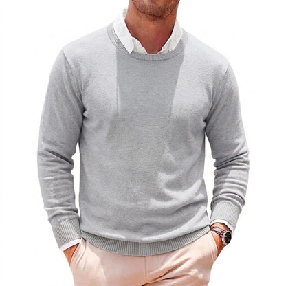 Herren Rundhals Pullover Basic Strickpullover Langarm Feinstrick
