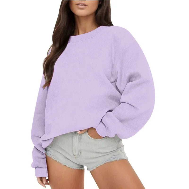 Women's Oversized Crew-Neck Long-Sleeve Sweatshirt