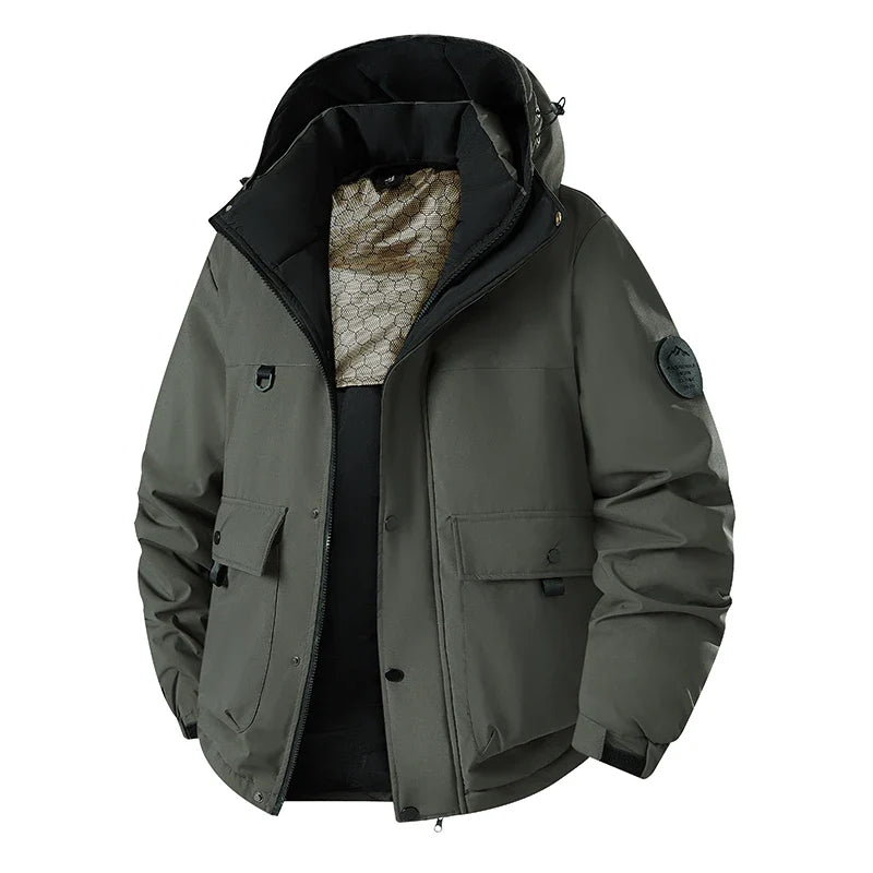 Herren Winterjacke mit Kapuze und Taschen, gepolstert