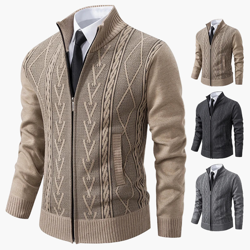 Men's knitted cardigan with zipper – fashionable business cardigan for stylish occasions